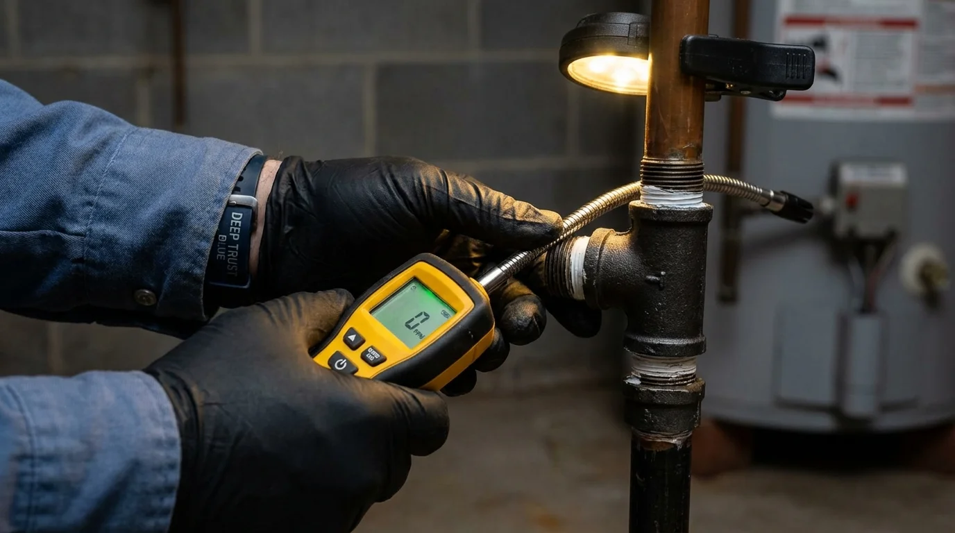 Gas leak detection with electronic sniffer by Johns Plumbing LLC in Frenchtown