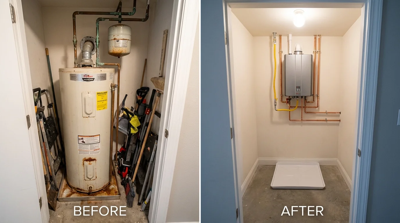 Tank water heater versus wall-mounted tankless unit comparison for Frenchtown, MT homeowners